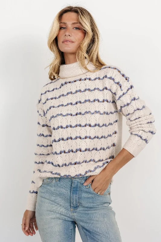 Hollis Knit Sweater | Ivory + Blue Modern Contemporary Chic