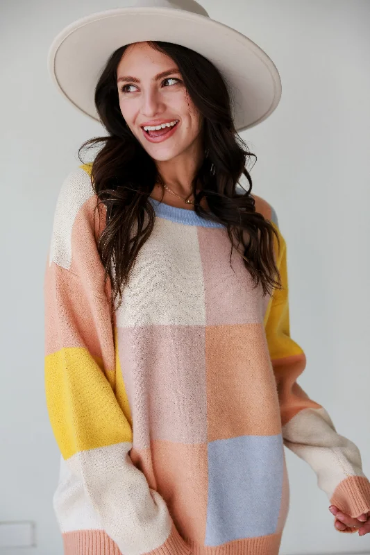 In Good Company Color Block Oversized Sweater Stretchy Elastic Breathable