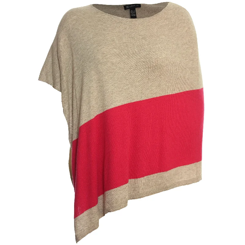 INC Color Block Poncho Style Sweater Solid Print Embellished