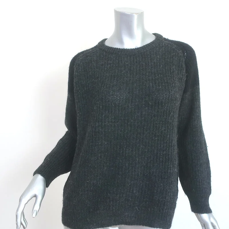 IRO Colorblock Sweater Piper Charcoal/Black Alpaca-Blend Ribbed Knit Size Medium Print Jacquard Patchwork