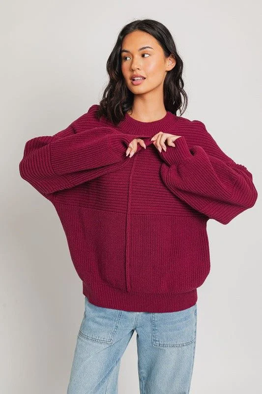 LE LIS Ribbed Knitted Sweater Spandex Rayon Corduroy