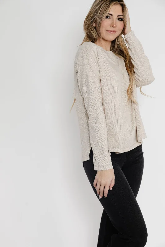 Maliya Sweater Tee in Natural Striped Floral Plaid