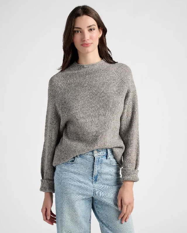 Marled Funnel Sweater Notch Collar Peter Pan Collar Cowl Neck