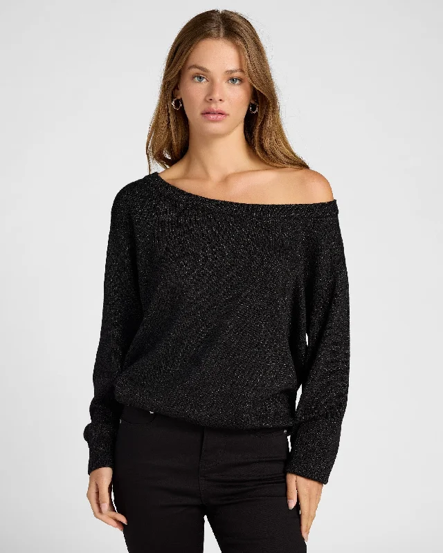 Pacific One Shoulder Sweater-Lurex/Holiday Elegant Classic Vintage