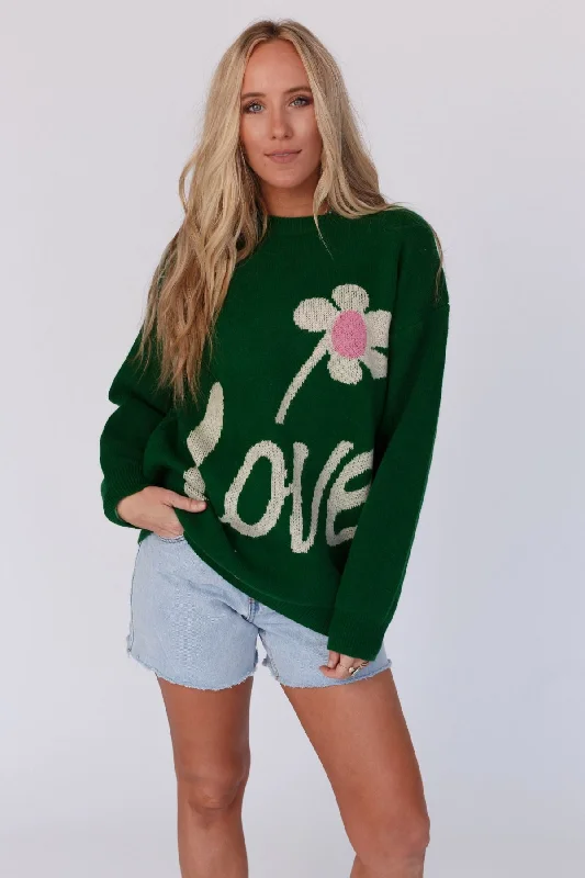 Pop Of Love Sweater - Green Wool Fabric Cashmere Fabric Tweed Fabric