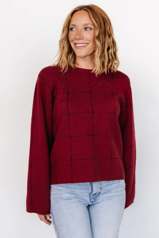 Remington Sweater | Red + Navy Velvet Chenille Corduroy