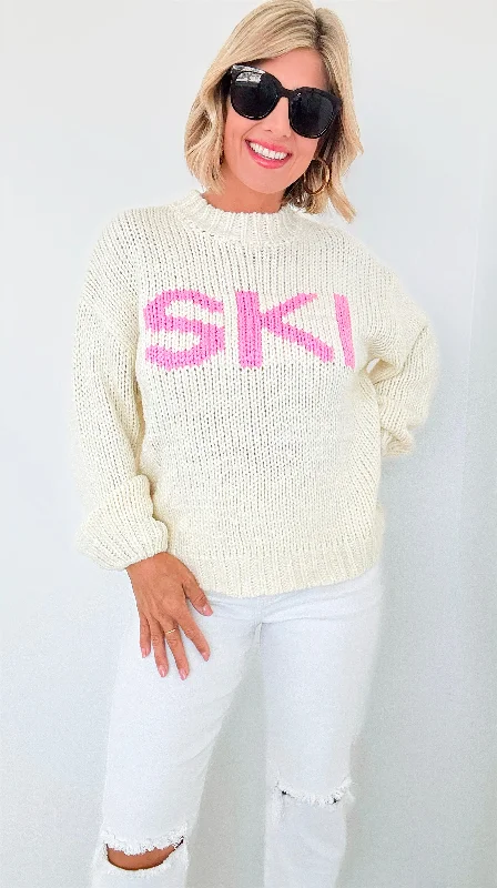 'Ski' Knit Sweater-Ivory Long Sweater Short Sweater Cropped Sweater