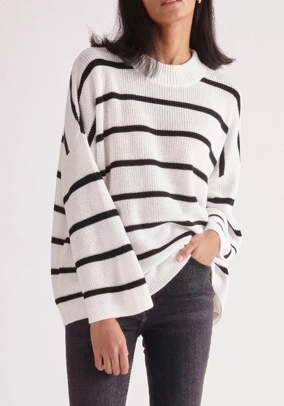 Striped High Neck Jumper Silk Blend Satin Velvet