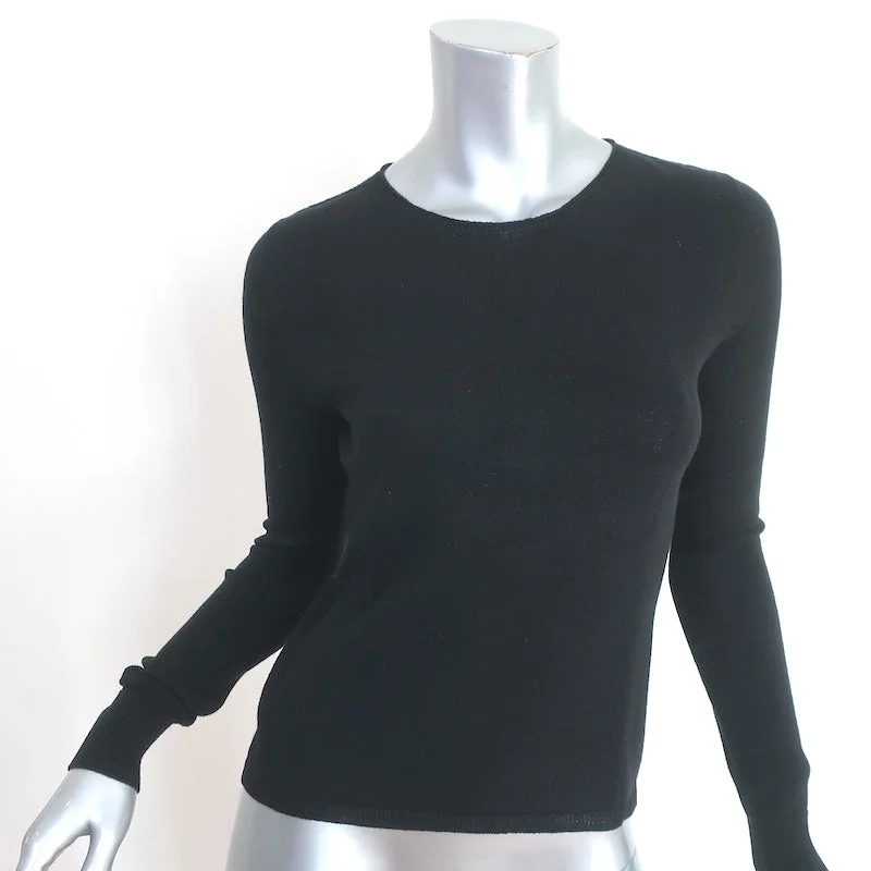 The Row Crewneck Sweater Black Size Small Denim Fabric Leather Fabric Suede Fabric