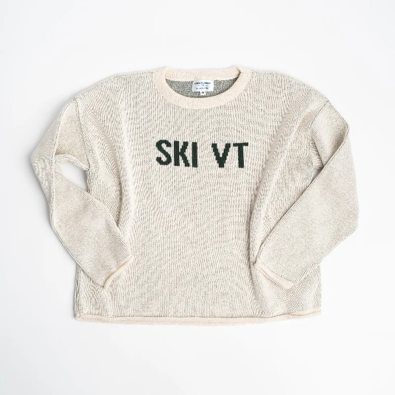 Ski VT Sweater in Green Cotton Fabric Linen Fabric Terry Fabric