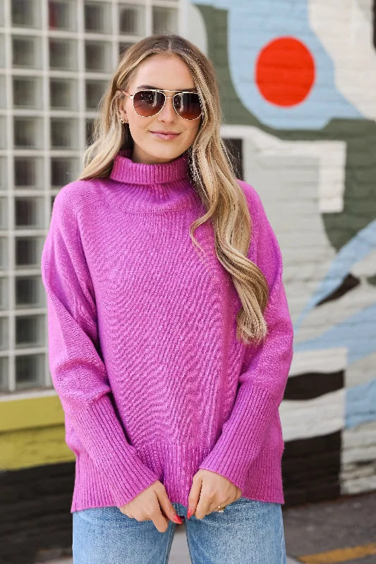 FINAL SALE - Updated Aesthetic Plum Turtleneck Oversized Sweater - DU DEAL Velvet Chenille Corduroy
