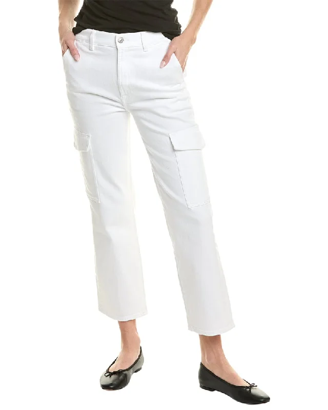 7 For All Mankind Logan Bright White Cargo Jean Chic Double Waistband Jeans