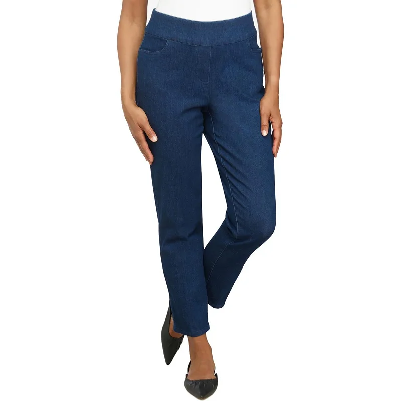 Alfred Dunner Womens Petites Mid Rise Modern Fit Straight Leg Jeans Fashionable Mom Jeans