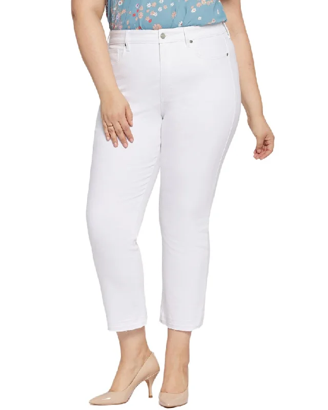 Nydj Plus Marilyn Optic White Straight Leg Jean Trendy Low-Rise Bootcut Jeans