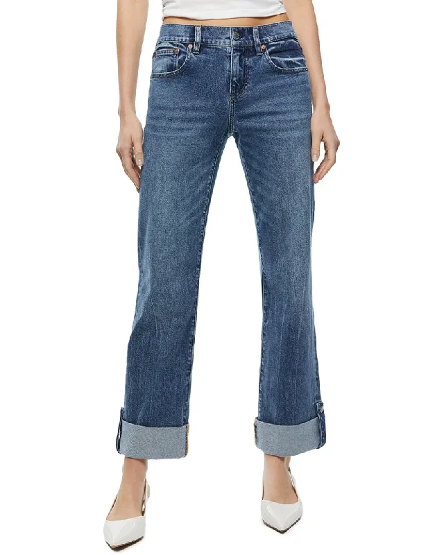 Alice + Olivia Abilene Ultra Low-Rise Jean Casual Bootcut Ripped Jeans