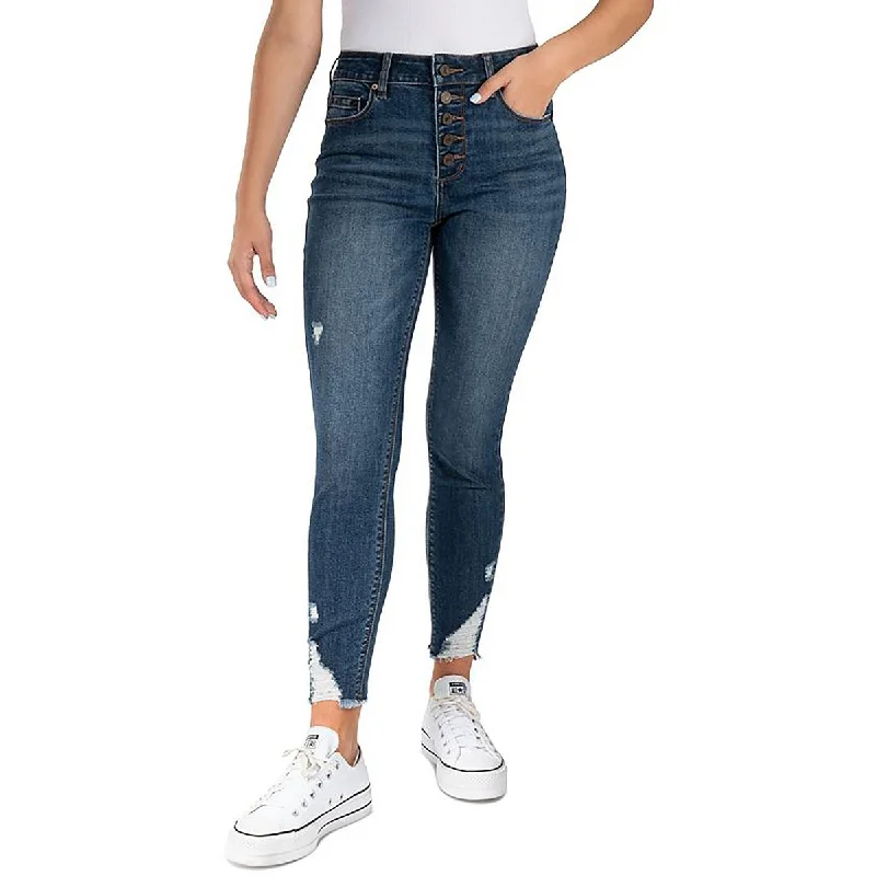 Womens High Rise Narrow Leg Cigarette Jeans Trendy Bootcut High-Waisted Jeans