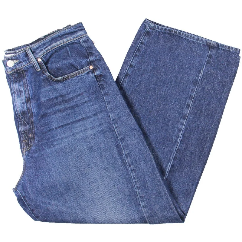 Womens Ankle Wide Leg Ankle Jeans Classic Blue Denim Jeans