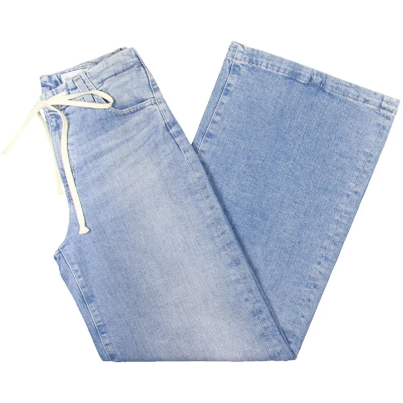 Womens High Rise Cinched High-Waisted Jeans Comfortable Folded Hem Jeans