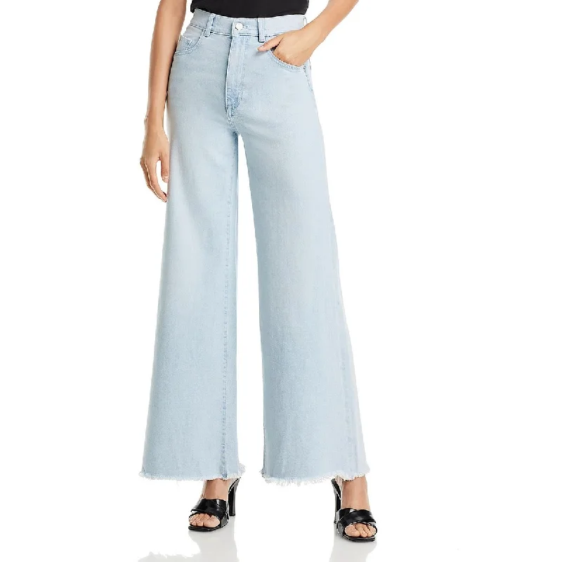 DL1961 Womens High Rise Light Wash Wide Leg Jeans Cozy Stretch High-Waist Jeans