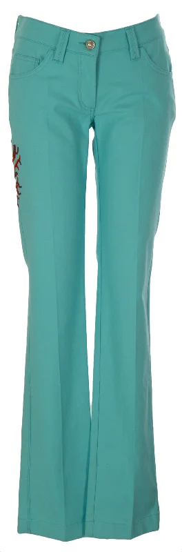 GAI MATTIOLO Women's Aqua Tree Embellished Straight Low Rise Jeans Sz 42 NWT Stylish Cargo Style Jeans