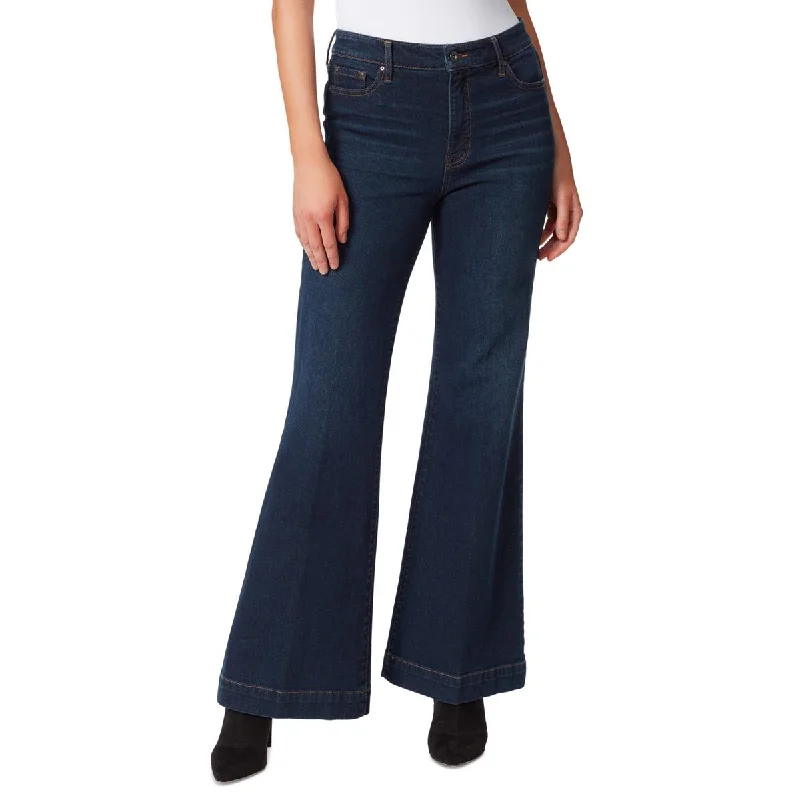 Jessica Simpson Womens True Love Solid Denim Wide Leg Jeans Elegant Dark-Wash Bootcut Jeans