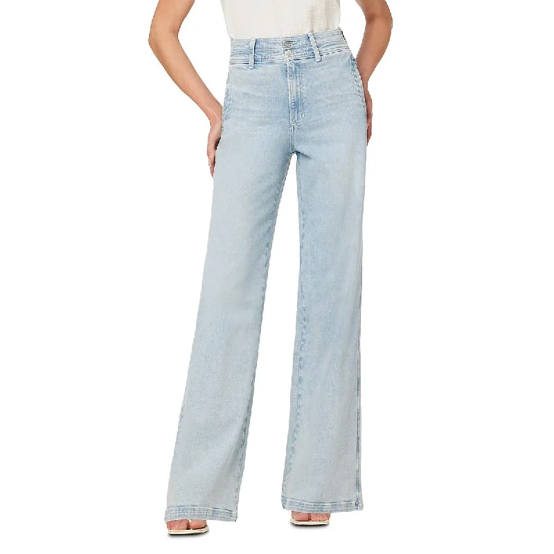 Joe's Womens High Rise Light Wash Wide Leg Jeans Fashionable Straight Cut Jeans