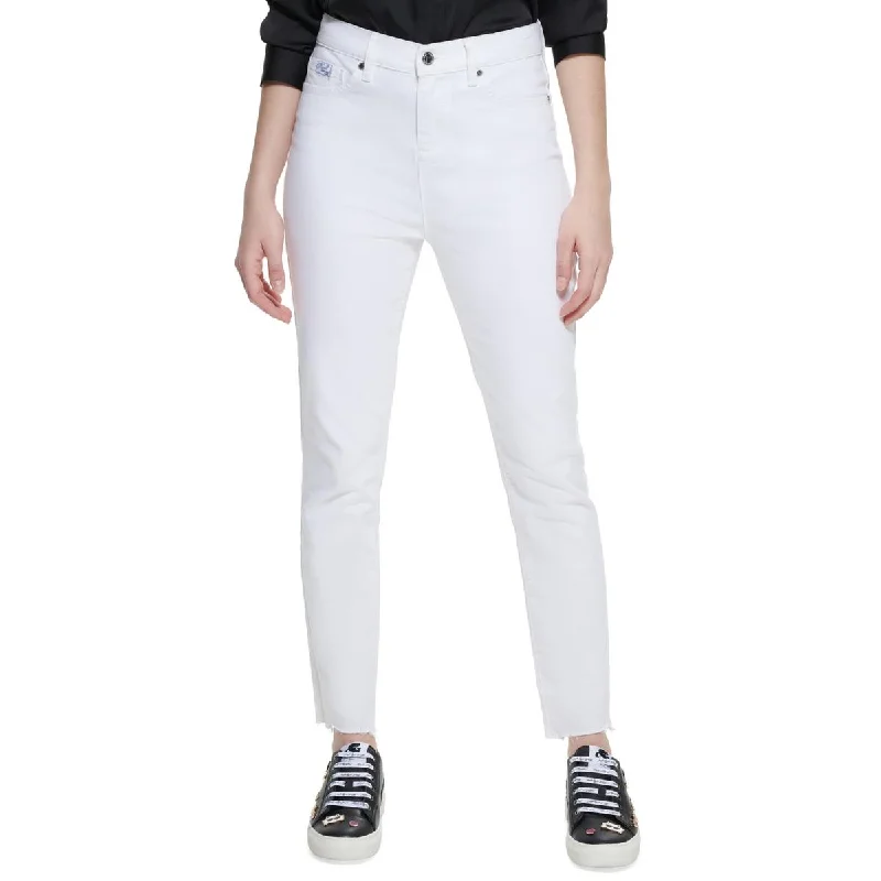 Karl Lagerfeld Paris Womens Raw Hem Denim Skinny Jeans Casual Wide-Legged Denim Jeans