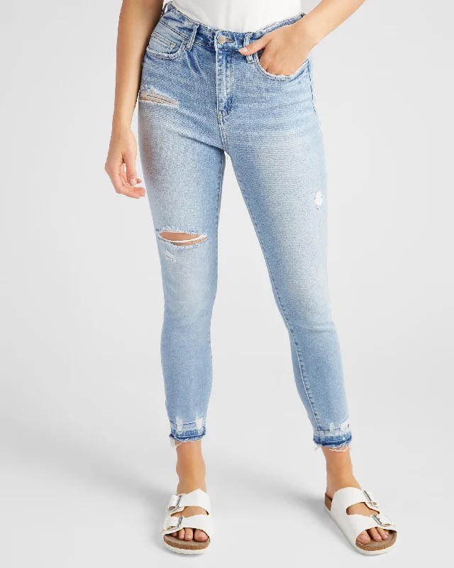 High Rise Crop Skinny Jeans Fashionable Slouchy Fit Jeans