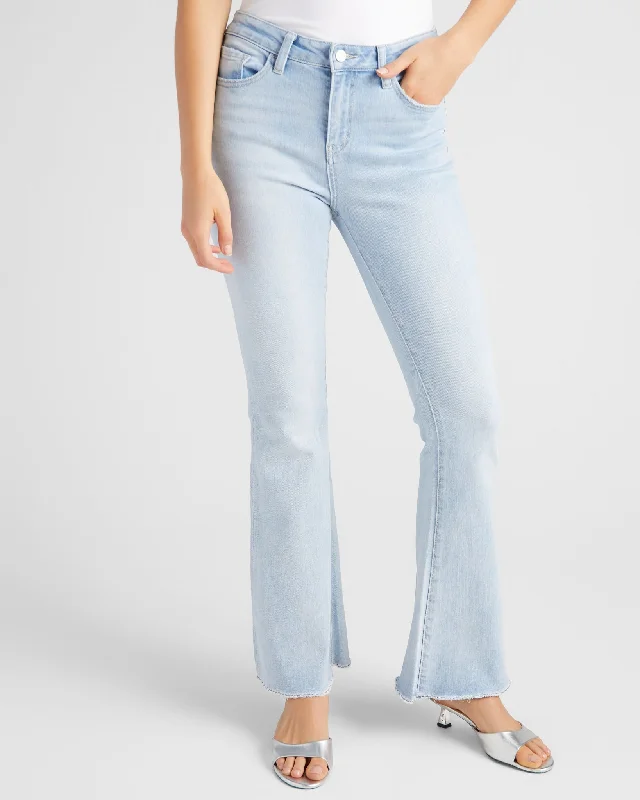 High Rise Flare Leg Jeans Comfortable Zip-Fly Denim Jeans