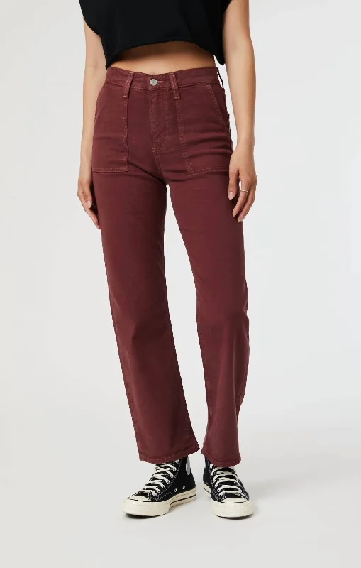 Shelia Jeans In Port Luxe Twill Comfortable Stretch Denim Jeans