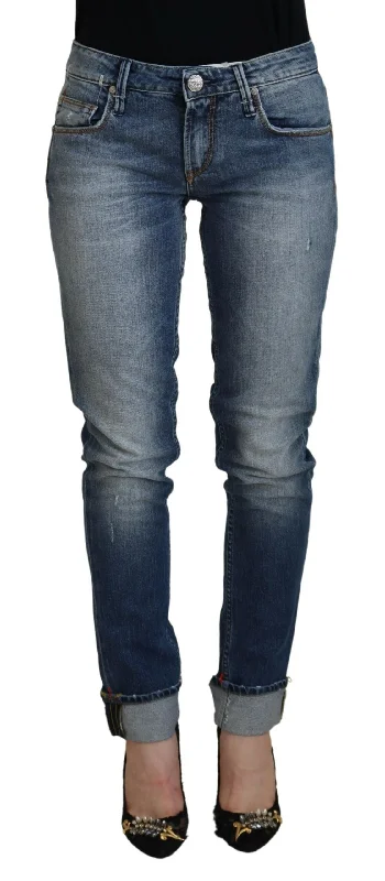 Acht Sleek Skinny Low Waist Denim Jeans Cozy Wide-Legged Jeans