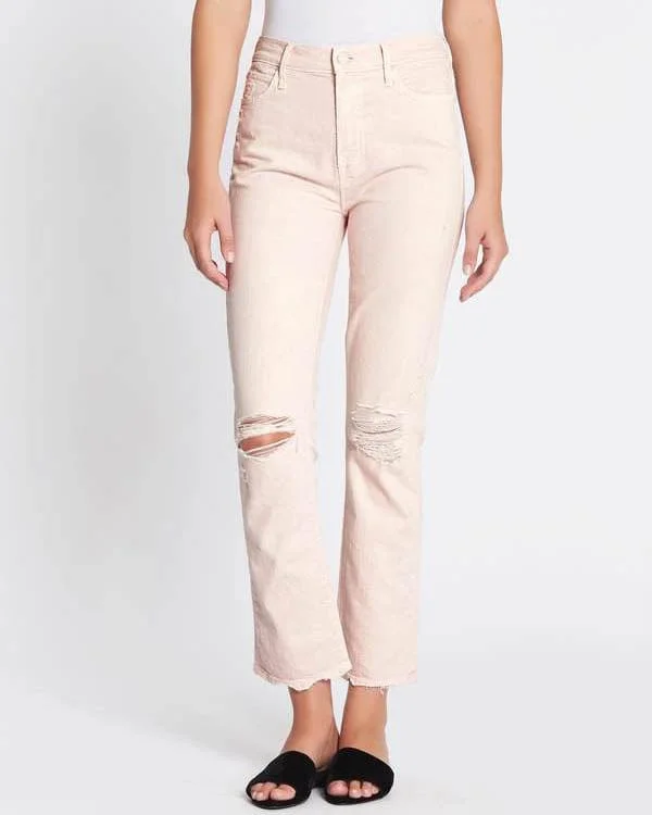 Soft Pink "High Waisted Rascal Ankle" Jeans Stylish High-Rise Mom Jeans