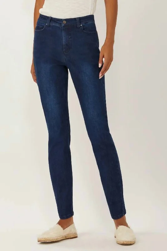 The Melrose Five Pocket Slim Jean In Blue Fashionable Mom Jeans