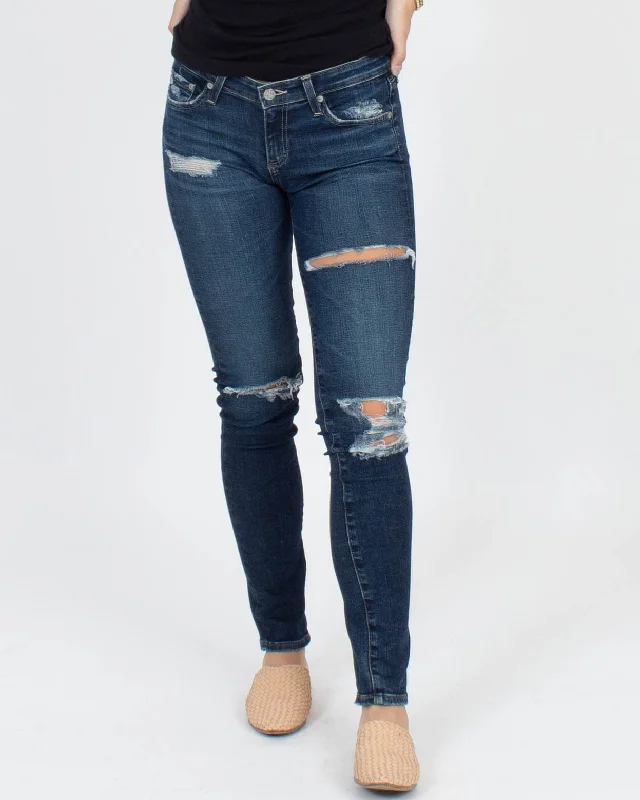 "The Stilt" Cigarette Leg Jeans Trendy Patchwork Denim Jeans