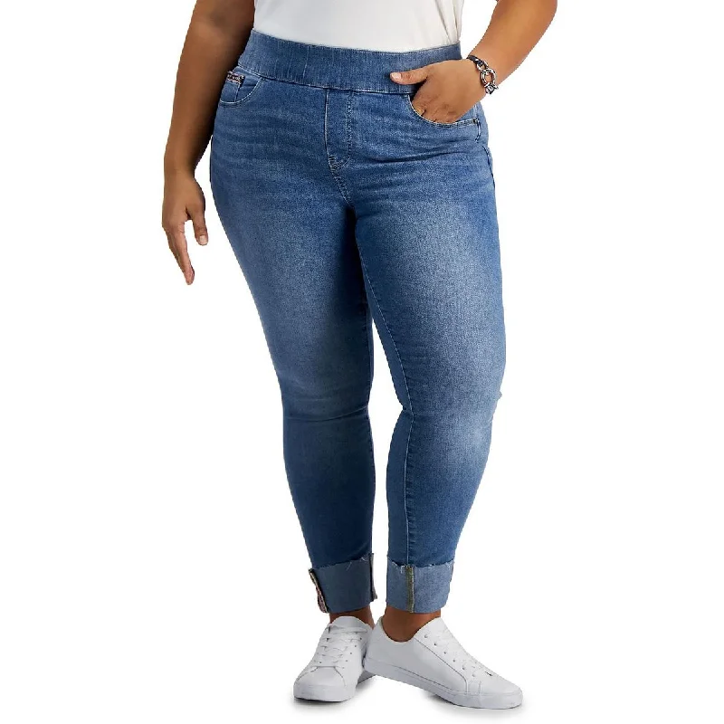 Tommy Hilfiger Womens Plus High Waist Cropped Ankle Jeans Stylish Plus Size Denim Jeans