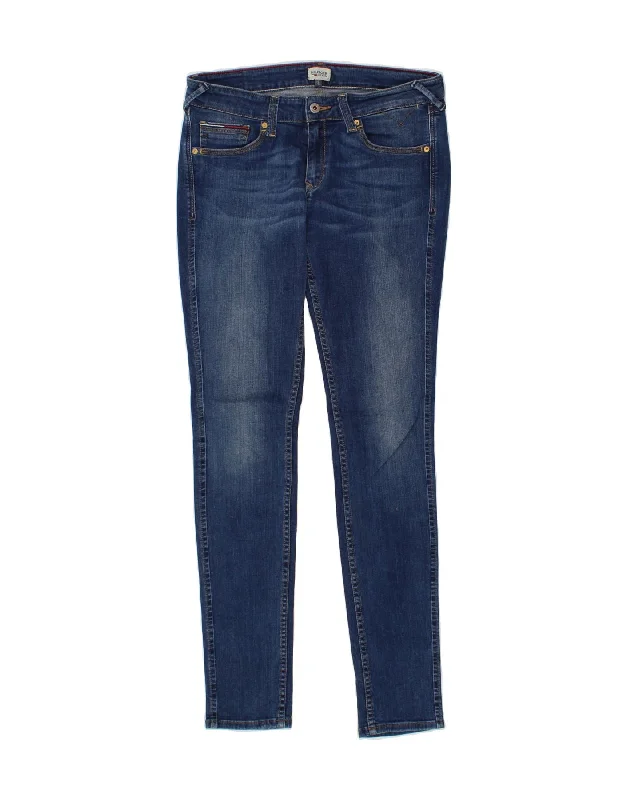 TOMMY HILFIGER Womens Skinny Jeans W32 L34 Blue Cotton Fashionable Raw Hem Bootcut Jeans