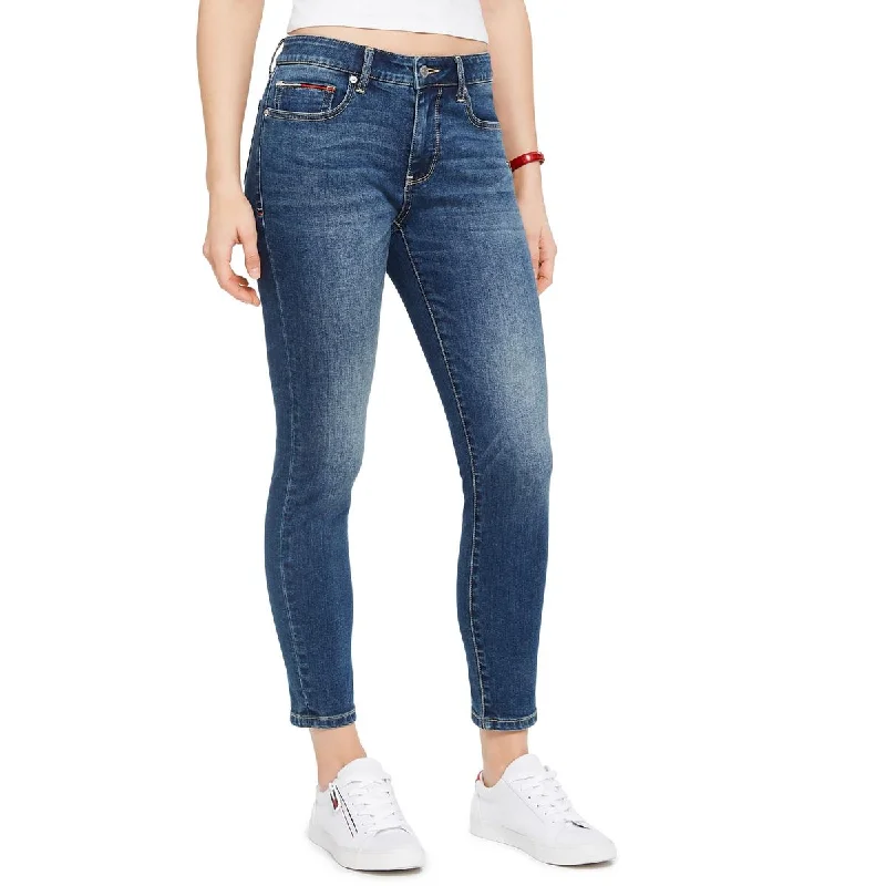 Tommy Jeans Womens Mid-Rise Ankle Skinny Jeans Comfortable Zip-Up Skinny Jeans