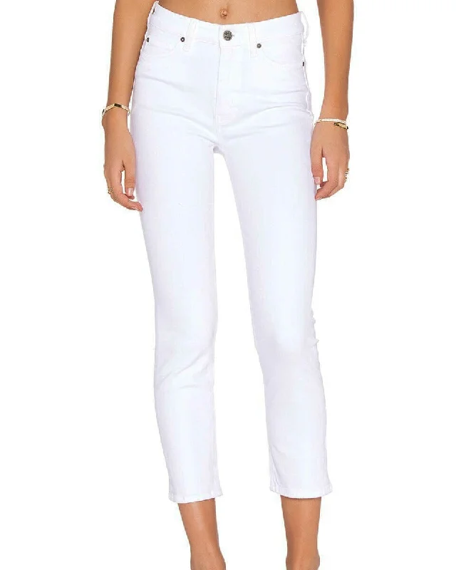 White "Niki High-Rise Cropped" Jeans Stylish Cargo Style Jeans