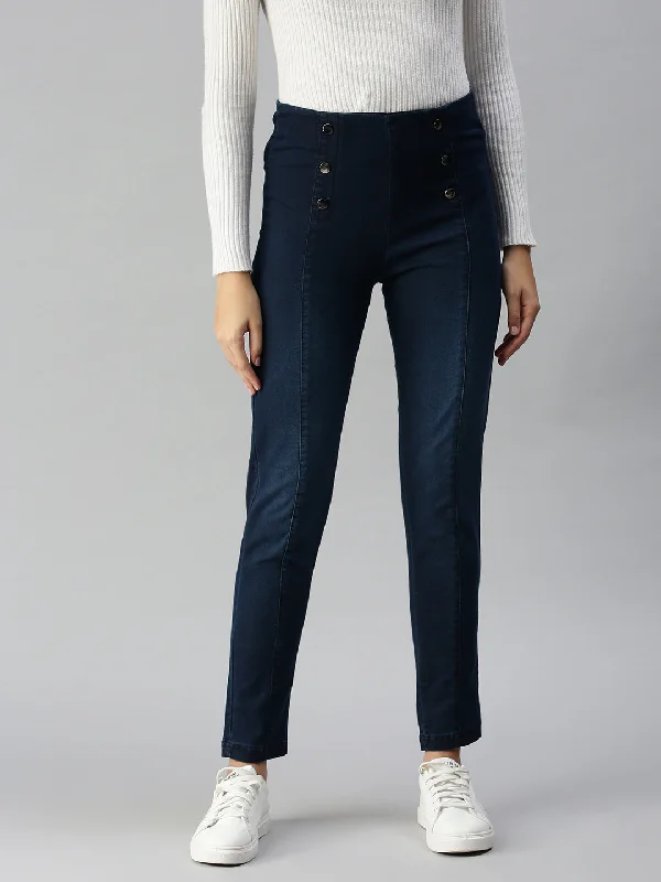 Women Solid Blue Skinny Fit Denim Jeans-J-10288-Blue Trendy Skinny Fit Jeans