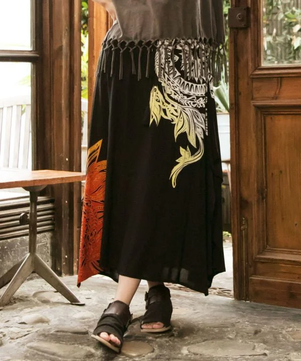 Tribal Flower Long Skirt chiffon skirt airy