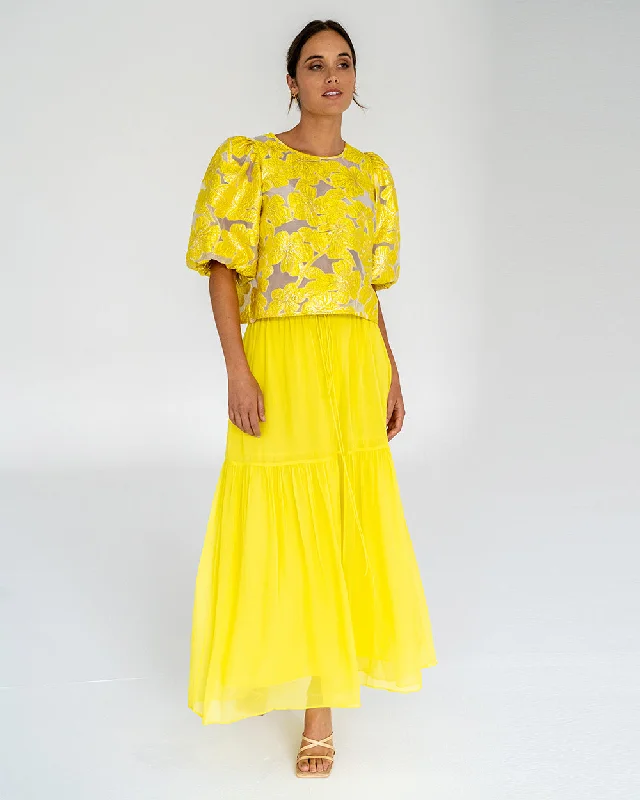 Alba Maxi Skirt - Sunglow Yellow maxi skirt elegant