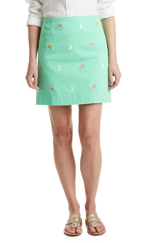 Ali Skirt Stretch Twill Spring Green with Easter Eggs and Bunny 19" summer skirt style