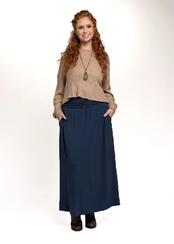 Bamboo Fabric Maxi Skirt With Pockets lace skirt romantic