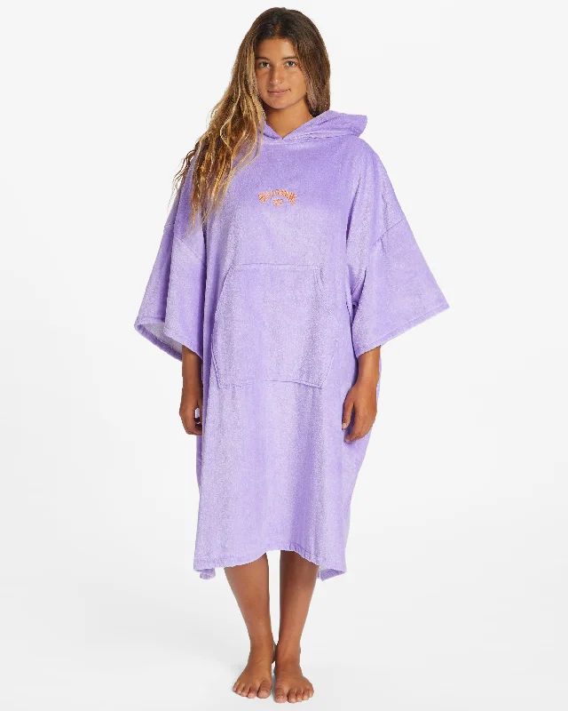 Billabong Womens BBG Hooded Towel Poncho - Lilac Breeze Hoodie with Mock Neck Collared Structured