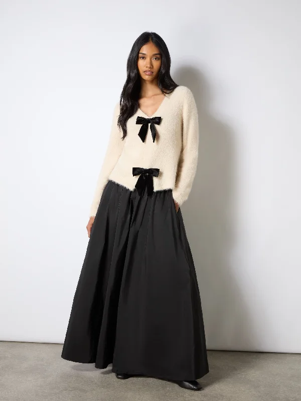 Black Taffeta Full Maxi Skirt leather skirt durable