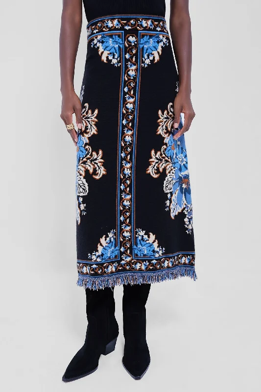 Blossom Tapestry Knit Skirt velvet skirt glossy