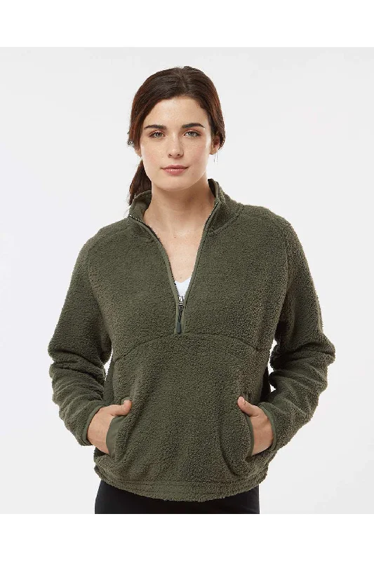 Boxercraft Womens Everest 1/4 Zip Sweatshirt w/ Pouch Pocket - Olive Green - Closeout Hoodie with Earth Tones Natural Calm