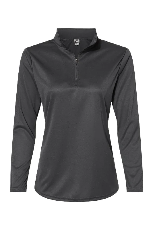 C2 Sport Womens Moisture Wicking 1/4 Zip Sweatshirt - Graphite Grey - Closeout Hoodie with Full-Zip Functional Layering