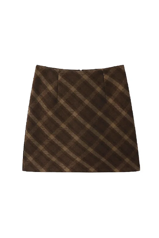 'Camila' High Waist Plaid Skirt (5 Colors) leather skirt bold