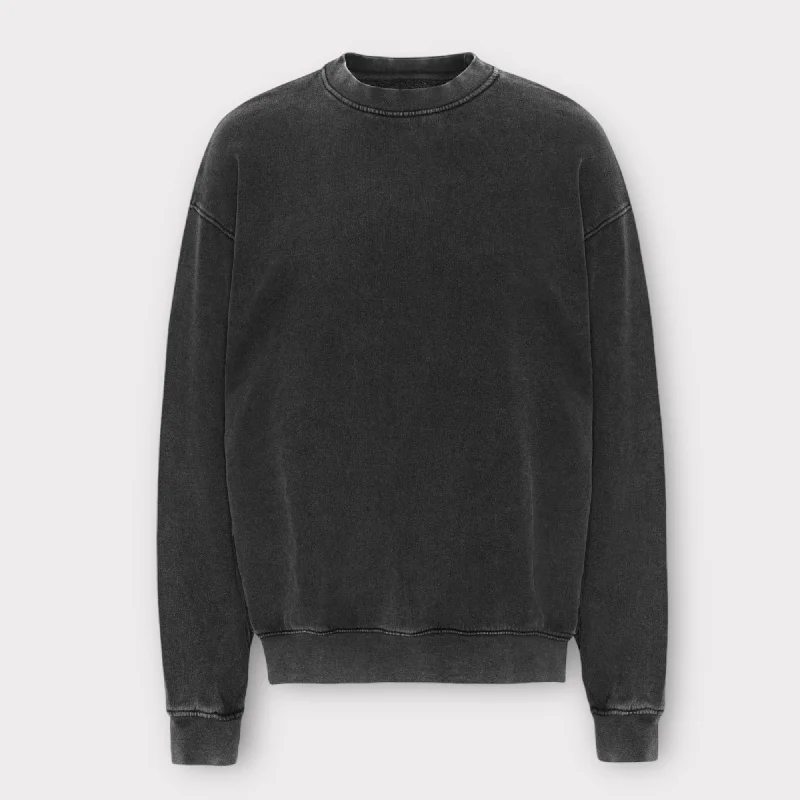 Colorful Standard Oversized Crew Neck Sweatshirt Faded Black Hoodie with Mock Neck Collared Structured Colorful Standard Oversized Crew Neck Sweatshirt Faded Black Hoodie with Mock Neck Collared Structured